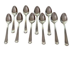 Gorham Fairview Lot of 10 Teaspoons 18/10 Stainless  Glossy Flatware 6 1/4 in.